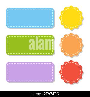 Legen Sie die Farbe leer Aufkleber. Cartoon-Stil. Für Geburtstag, Party, Babydusche, Notizbuch, Tagebuch. Vektorgrafik. Stock Vektor