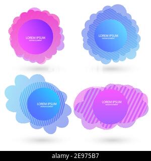 Flüssigkeitsrahmen auf weißem Hintergrund isoliert. Abstrakte flüssige Form, bunte Elemente, Verlaufswellen mit geometrischen Linien. Vektor flaches Design für Stock Vektor