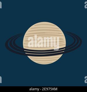 Planet saturn im minimalistischen flachen Stil. vektor Stock Vektor