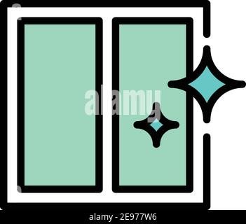 Symbol für glänzend sauberes Fenster. Umriss glänzend sauberes Fenster Vektor-Symbol für Web-Design isoliert auf weißem Hintergrund Stock Vektor
