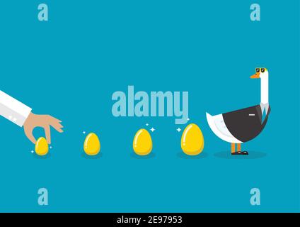 Business-Anzug mit Gans und goldenen Eiern. Geschäftskonzept. Vektorgrafik Stock Vektor