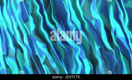 Abstrakt dynamische und mehrfarbige Wellenmuster mit schönen leuchtenden Lichteffekt, 4K hohe Qualität, 3D Render Stockfoto