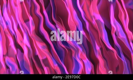 Abstrakte dynamische Bewegung von bunten blauen und rosa Wellenmuster mit schönen leuchtenden Lichteffekt, 4K hohe Qualität, 3D Render Stockfoto