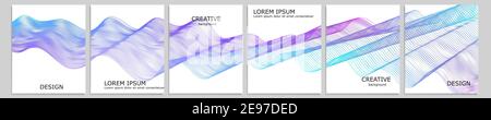 Satz von Vektor-Cover Notebook-Design. Abstract minimal Waves Gradient Template Design für Notizbuch Papier, Copybook Broschüren, Buch, Magazin. Planer Stock Vektor