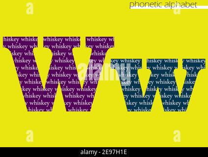 W (Whiskey) 3D Illustration phonetisches Alphabet-Design zur Dekoration mit heller Farbe Stockfoto