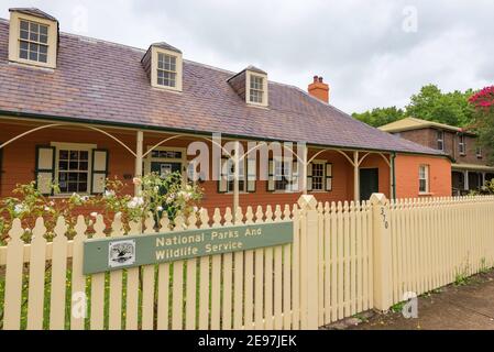 Das klassische koloniale georgianische Bowman House im historischen Richmond Ist eines der frühesten überlebenden Bauernhäuser in der Bundesstaat New South Wales Stockfoto