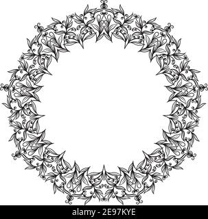 Dekorative Linie Kunst Rahmen für Design-Vorlage. Elegantes Element für Design im östlichen Stil, Platz für Text. Schwarzer Umriss floraler Rand. Spitzenvektor Stock Vektor