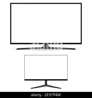 Bildschirm des Computermonitors. Desctop pc-Display Vektor leer moderne Illustration. LCD-fernseher, Bürogerät, Medientechnik, persönlicher Breitbildschirm. Realistisch Stock Vektor