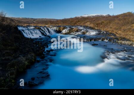 Bruarfoss , einer der schönsten Wasserfälle in Südisland Stockfoto