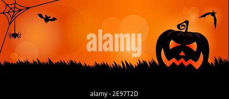 Halloween Kürbis Banner kopieren Raum Vektor Illustration Stock Vektor