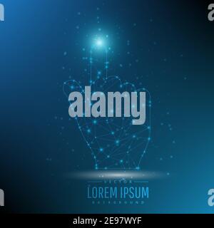Hand polygonal Technologie blau background.Touch die Zukunft, Interface-Technologie-Konzept.Vector Illustration.EPS10 Stock Vektor