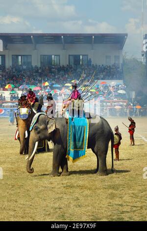 In der Stadt Surin, in Thailand -isan- gelegen, im November vom 20 bis zum 22 , im Jahr 2020 , "Elefant runder up Festival 2020" Stockfoto