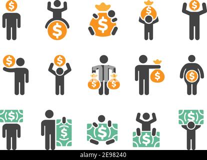 Geld Mann Icon Set, Vektor und Illustration Stock Vektor