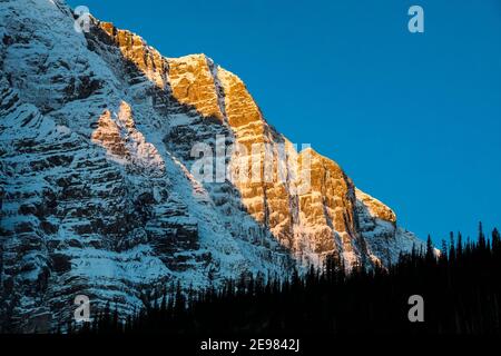 Floe Peak vom Floe Lake Trail im Kootenay National Park in den Kanadischen Rockies, British Columbia, Kanada aus gesehen Stockfoto