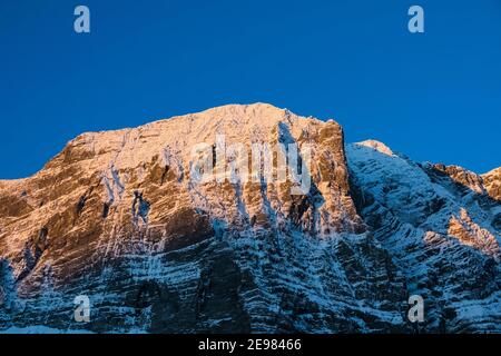 Floe Peak vom Floe Lake Trail im Kootenay National Park in den Kanadischen Rockies, British Columbia, Kanada aus gesehen Stockfoto