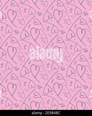 Herzen Doodle Hand gezeichnet nahtlose Muster. Cute minimalistischen Pinsel Tinte Linie Hintergrund Stock Vektor