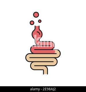 Darmgassymbol, Farbe, Linie, Umriss Vektorzeichen, lineares Piktogramm isoliert auf Weiß. Symbol, Logo-Illustration Stock Vektor