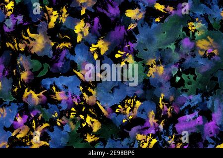 Handbemalte Aquarelltextur, Spritzer, Farbverschmierungen, Tintenflecken. Stockfoto