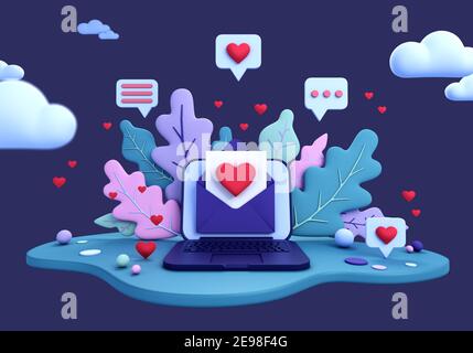 Abstrakt Valentinstag Hintergrund mit rotem Herz Stockfoto