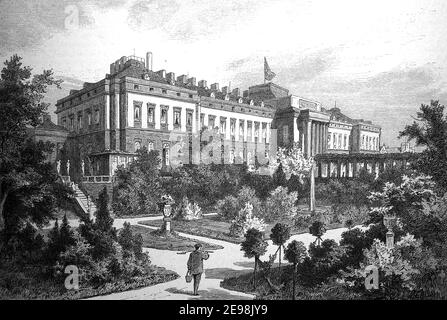 Das Schloss in Koblenz, vom Rhein aus gesehen, Deutschland, 1880 / das Schloß in Koblenz, von der Rheinleite aus gesehen, Deutschland, 1880, Historisch, historisch, digital verbesserte Reproduktion eines Originals aus dem 19. Jahrhundert / digitale Reproduktion einer Originalvorlage aus dem 19ten Jahrhundert. Jahrhundert, Stockfoto