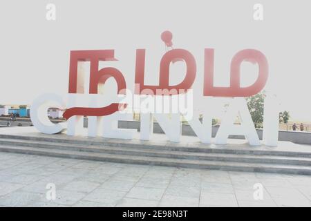 namma chennai Selfie-Spot, chennai, Marina Beach, madras, indien asien Stockfoto