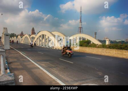 indian Roads chennai Roads, Napier Bridge Stockfoto