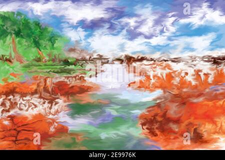 Schöne abstrakte Malerei und bunte Naturlandschaft Stockfoto
