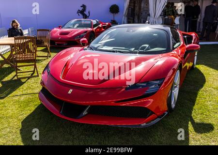 Ferrari SF90 Stradale auf dem Concours d’Elegance statt Am 26. September 2020 im Schloss Blenheim Stockfoto