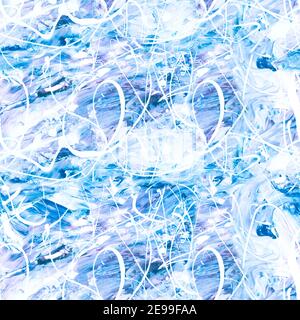 Blau abstrakt handbemalt nahtloses Muster. Raster-Textur für Einladung, Banner, Tapete oder anderes Design. Stockfoto