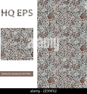 Nahtloses Terrazzo-Muster. Struktur Aus Marmorstein. Kontinuität Architektur Granit Dekoration. Moderne, Oberflächliche Einrichtung Mit Bodenbelag. Abstrakte Form Prägenwiederholung Stock Vektor