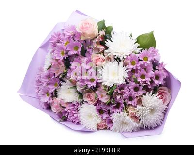 Bouquet von wilden Blumen isoliert auf weißem Hintergrund Stockfoto