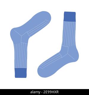 Warme blaue Wintersocken isoliert auf Weiß Stock Vektor