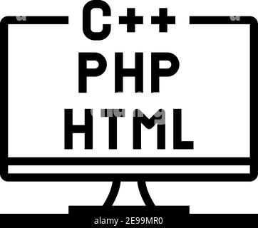 Codierung in verschiedenen Programmsprachen Liniensymbole Vektordarstellung Stock Vektor