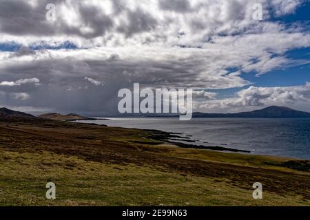 Ashleam, County Mayo, Irland. 26th. April 2016. Meereslandschaft am Ashlam Bay Beach, Claggan, Irska, County Mayo, Irland. Stockfoto