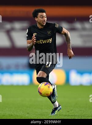 Jesse Lingard von West Ham United während des Premier League-Spiels in Villa Park, Birmingham. Bilddatum: Mittwoch, 3. Februar 2021. Stockfoto