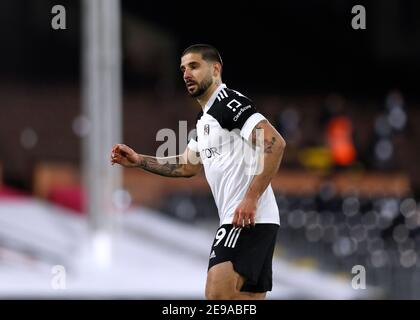 Craven Cottage, London, Großbritannien. Februar 2021, 3rd. English Premier League Football, Fulham versus Leicester City; Aleksandar Mitrovic of Fulham Credit: Action Plus Sports/Alamy Live News Stockfoto