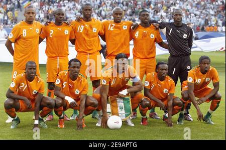 Die Fußballmannschaft der Elfenbeinküste während der Weltmeisterschaft 2006, der Weltmeisterschaft 2006, Gruppe C, Argentinien gegen die Elfenbeinküste in Hamburg, Deutschland am 10. Juni 2006. Argentinien gewann 2-1. Foto von Christian Liewig/ABACAPRESS.COM Stockfoto