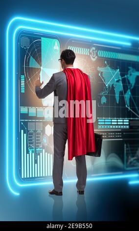 Der Superheld im Datenmanagement-Konzept Stockfoto