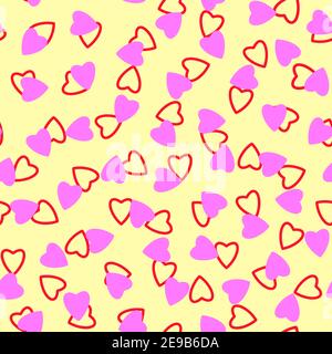 Einfache Herzen nahtlose Muster, endlose chaotische Textur aus winzigen Herzen Silhouettes.Valentines, Muttertag background.Great für Ostern, Hochzeit, Schrott Stockfoto