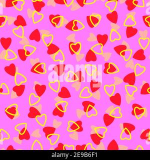 Einfache Herzen nahtlose Muster, endlose chaotische Textur aus winzigen Herzen Silhouettes.Valentines, Muttertag background.Great für Ostern, Hochzeit, Schrott Stockfoto