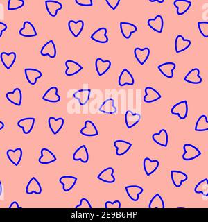 Einfache Herzen nahtlose Muster, endlose chaotische Textur aus winzigen Herzen Silhouettes.Valentines, Muttertag background.Great für Ostern, Hochzeit, Schrott Stockfoto