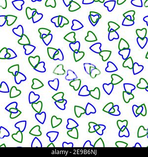 Einfache Herzen nahtlose Muster, endlose chaotische Textur aus winzigen Herzen Silhouetten.Valentines, Muttertag Hintergrund.Blau, grün, weiß.Great für EAS Stockfoto