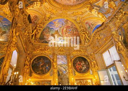 Deckenfresken, Palazzo Tobia Pallavicino, Genua, Ligurien, Italien Stockfoto