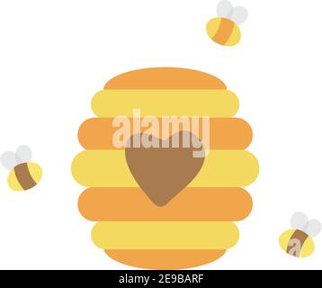 Bienenstock niedlichen Bienen Vektor Illustration Zeichnung Symbol Stock Vektor