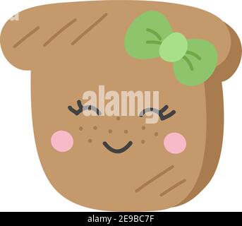 Cute Toast Vektor Illustration, Scheibe Brot Zeichnung. Stock Vektor