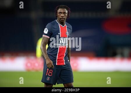 Moise Kean von PSG in Aktion während des Ligue 1-Spiels zwischen Paris Saint Germain und Girondin de Nimes im Parc des Princes am 03. Februar 2021 in Paris, Frankreich. Foto von David Niviere/ABACAPRESS.COM Stockfoto