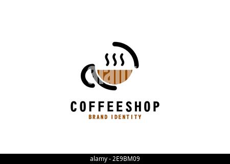 Coffee Shop Logo Linie Art Design Konzept, Premium-Markenidentität. Stock Vektor
