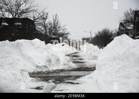 SNOWPOCALYPSE JETZT: Der Wintersturm Orlena bringt schweren Schnee und tropische Winde in das Zentrum von New Jersey, den größten Schneesturm seit 25 Jahren. Stockfoto