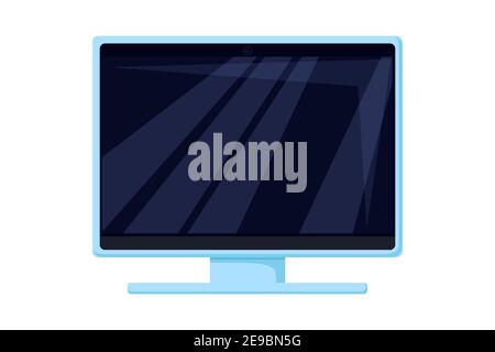 Computermonitor mit schwarzem Bildschirm. Desktop-Monitor auf weißem Hintergrund isoliert. Cartoon Vektorgrafik Stock Vektor