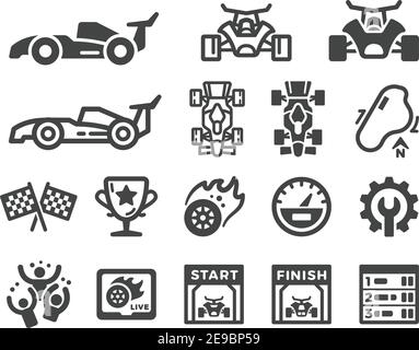 Racing und Autorennen Icon Set, Vektor und Illustration Stock Vektor